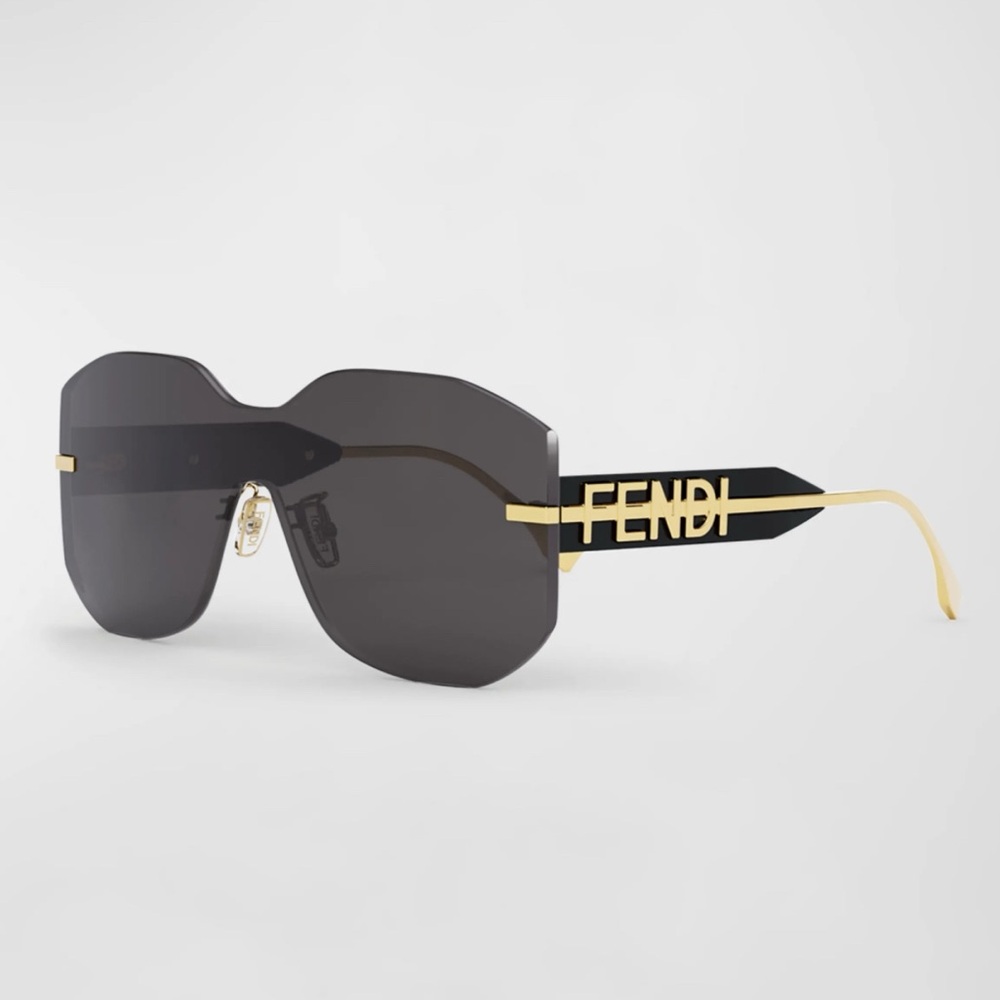 Fendi Black and Gold Shield Sunglasses